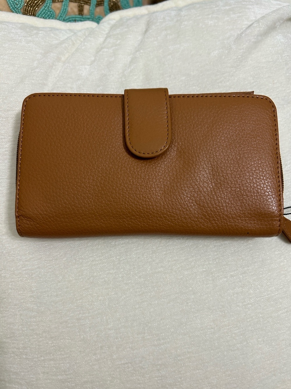 Classic Tan Women's Wallet with Snap Tab Closure
